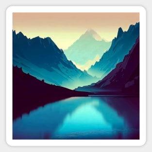 VaporwaveNature lake in mountains landscape Sticker